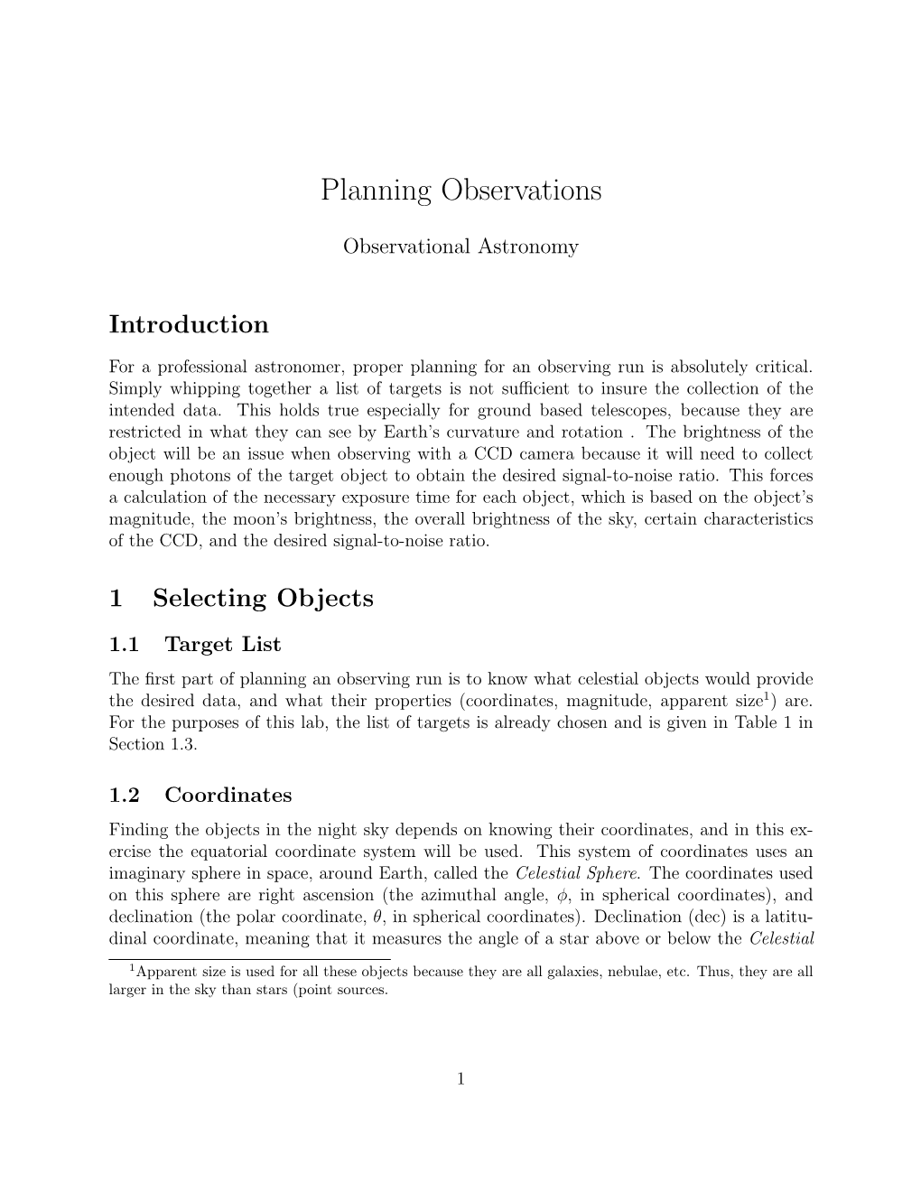 Planning Observations