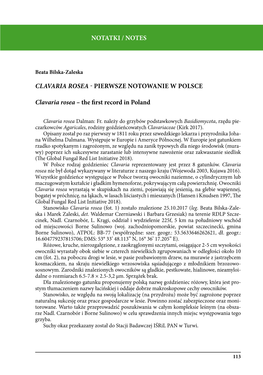 Clavaria Rosea - Pierwsze Notowanie W Polsce
