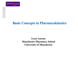 Basic Concepts in Pharmacokinetics