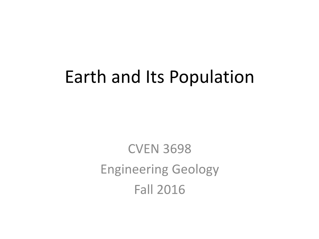 Earth and Its Population