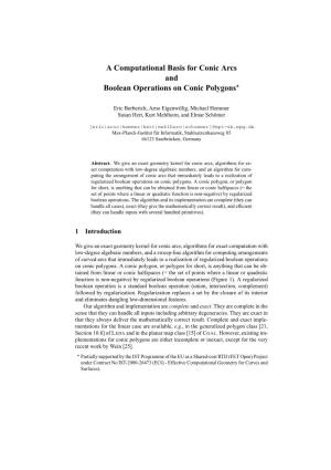A Computational Basis for Conic Arcs and Boolean Operations on Conic Polygons