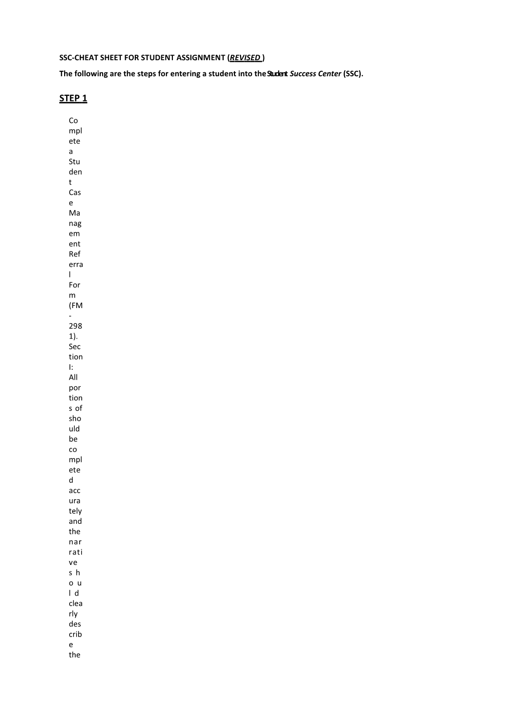 Ssc-Cheat Sheet for Student Assignment (Revised )