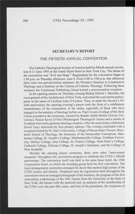 Secretary's Report the Fiftieth Annual Convention
