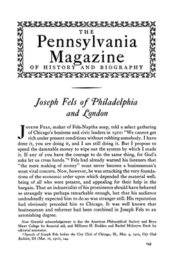 Joseph Fels of 'Philadelphia and London
