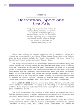 Recreation, Sport and the Arts