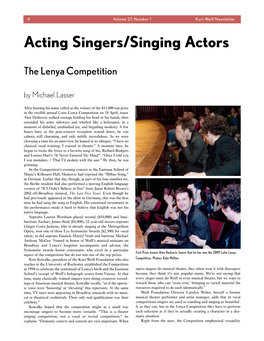 Acting Singers/Singing Actors