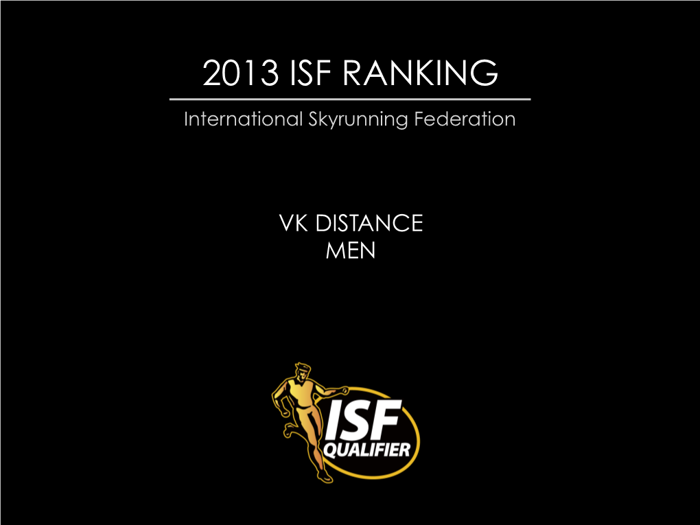 2013 ISF RANKING International Skyrunning Federation