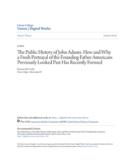 The Public History of John Adams: How and Why a Fresh
