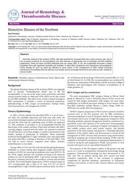 Hemolytic Disease of the Newborn