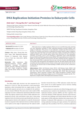 DNA Replication-Initiation Proteins in Eukaryotic Cells