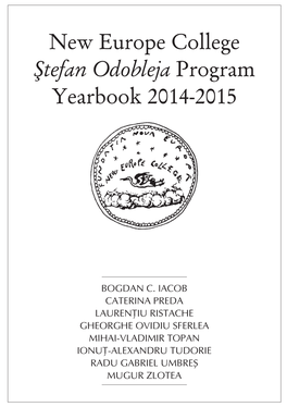New Europe College Ştefan Odobleja Program Yearbook 2014-2015