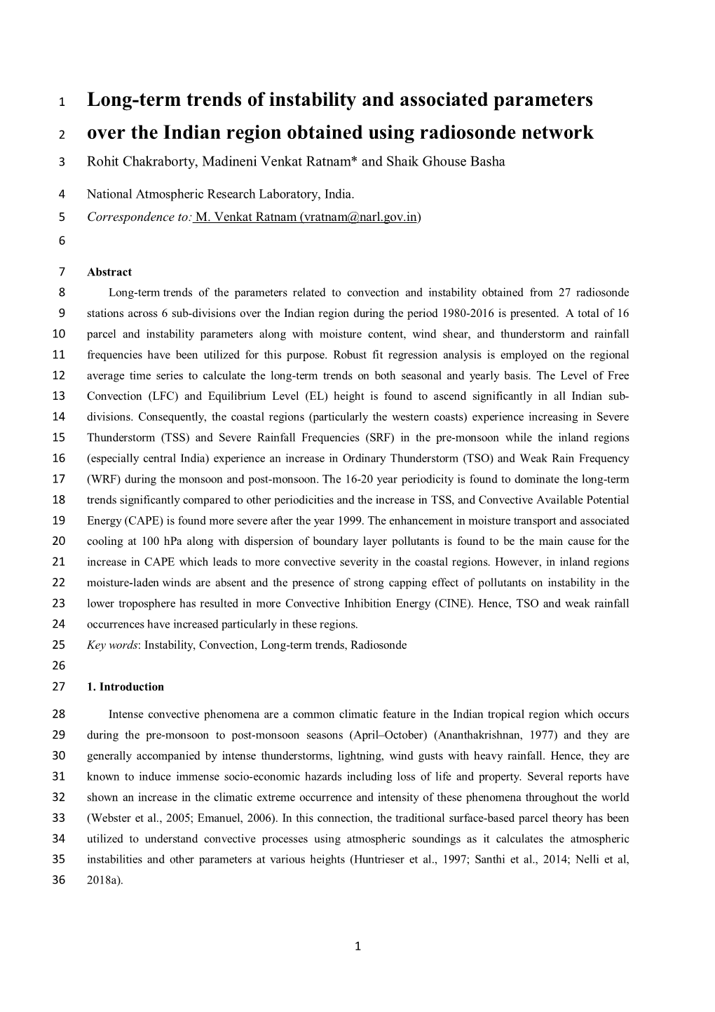 Long-Term Trends of Instability and Associated Parameters Over The