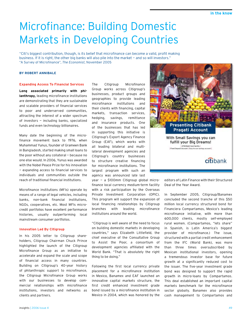 Microfinance: Building Domestic Markets in Developing Countries