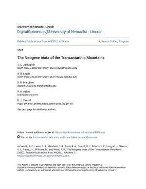 The Neogene Biota of the Transantarctic Mountains