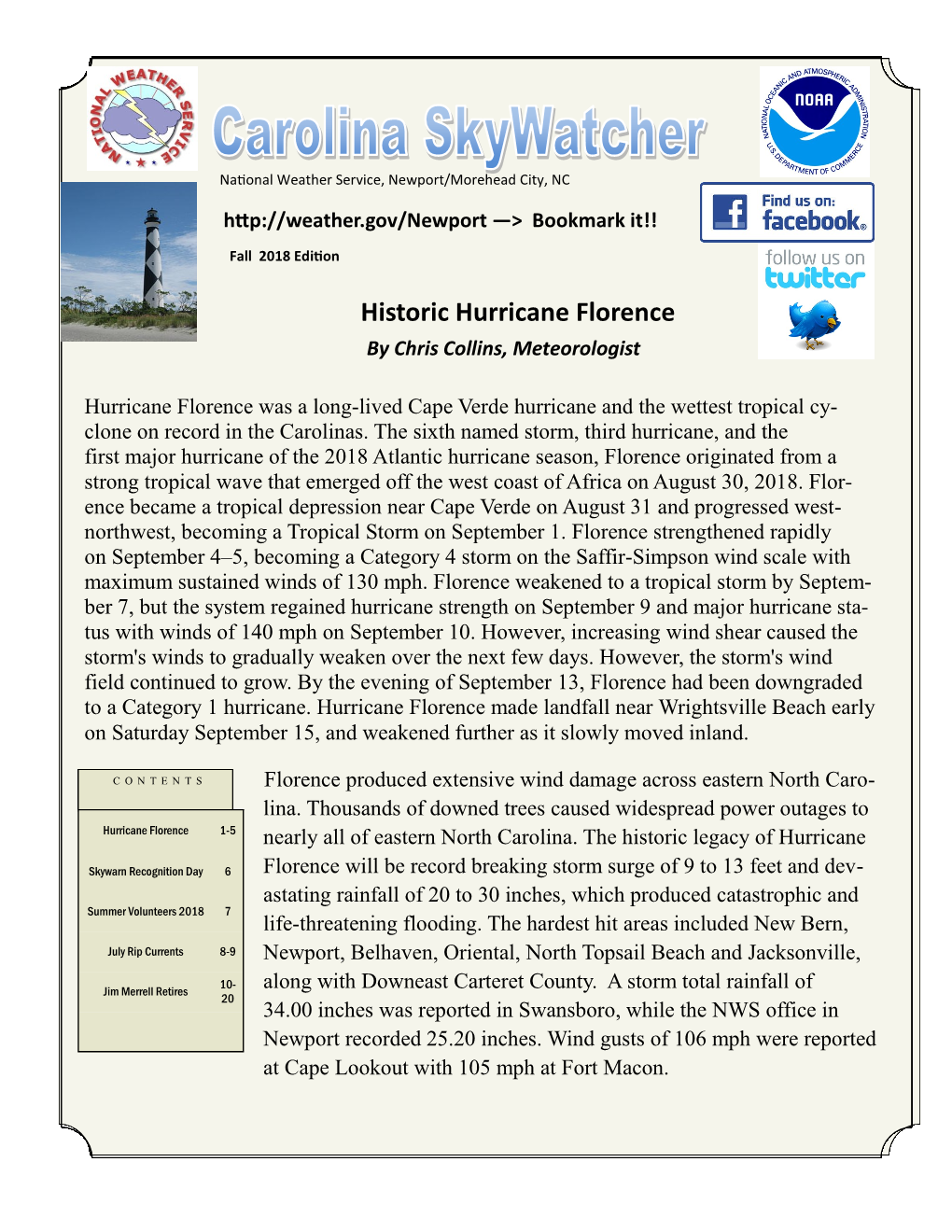 Historic Hurricane Florence by Chris Collins, Meteorologist