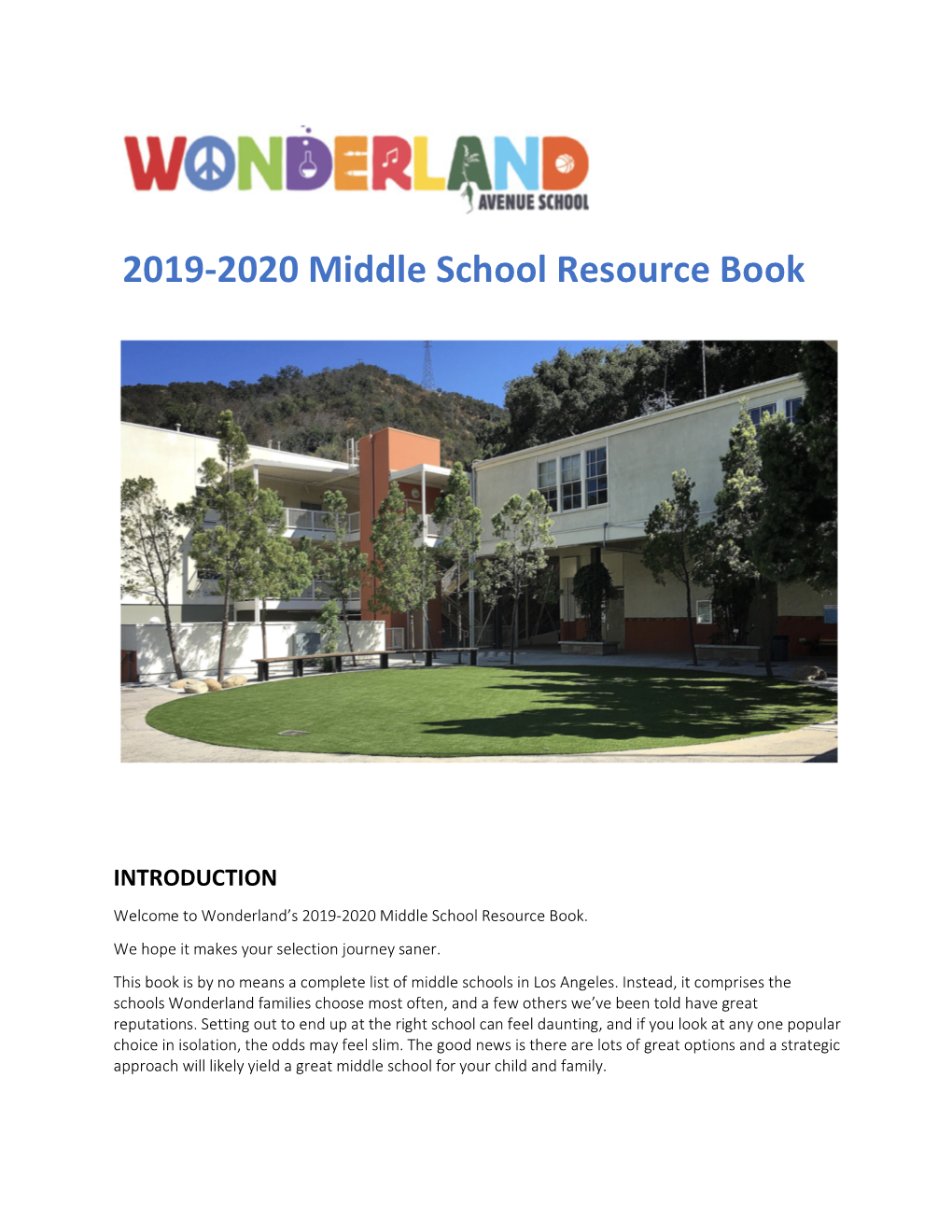 2019-2020 Middle School Resource Book