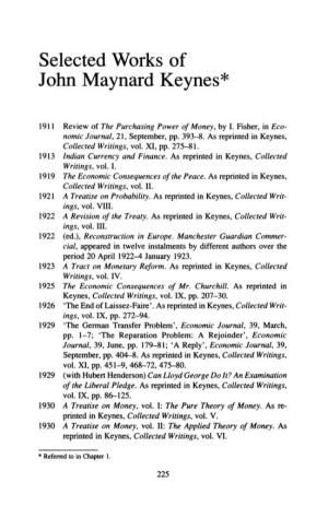 Selected Works of John Maynard Keynes*