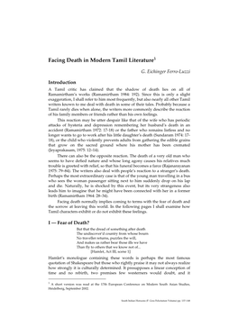 Facing Death in Modern Tamil Literature1