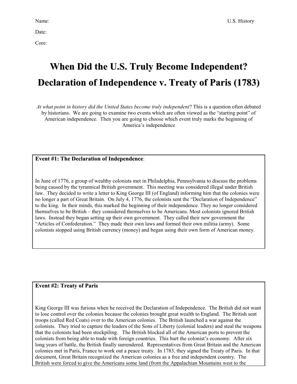 When Did the U.S. Truly Become Independent?