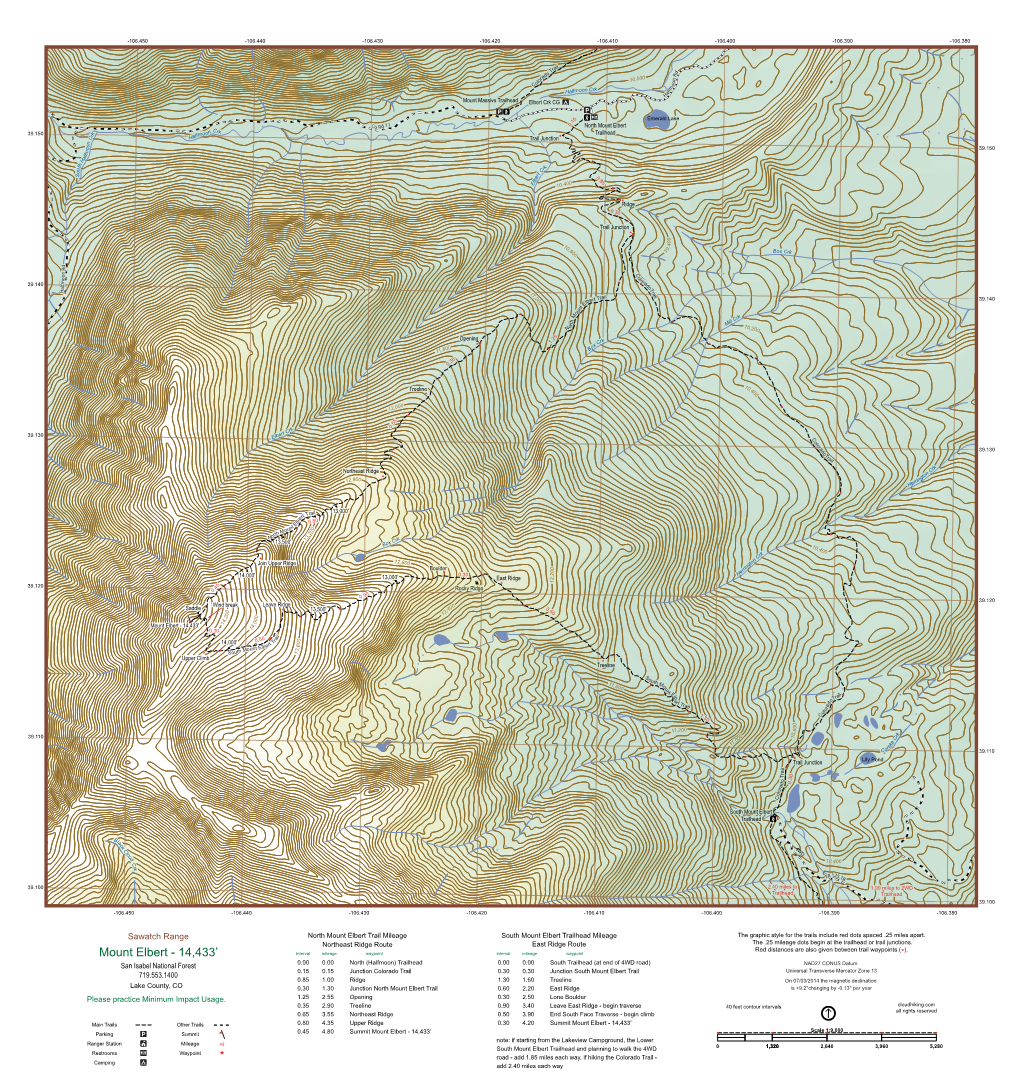 Mount Elbert N Crk 39.150 K Oo Trailhead R Alfm C H Trail Junction