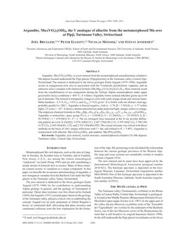 Argandite, Mn7(VO4)2(OH)8, the V Analogue of Allactite from the Metamorphosed Mn Ores at Pipji, Turtmann Valley, Switzerland
