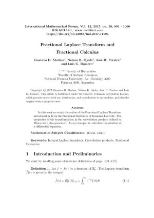 Fractional Laplace Transform and Fractional Calculus
