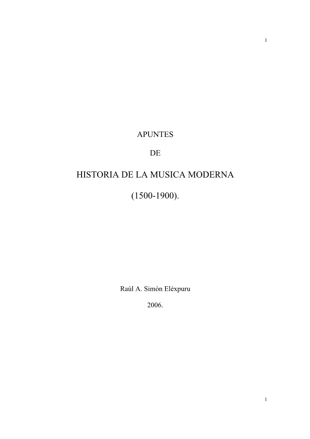 Historia De La Musica Moderna (1500-1900)