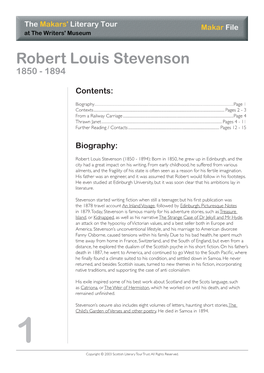 Robert Louis Stevenson 1850 - 1894