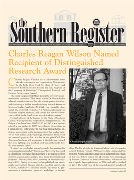 Charles Reagan Wilson Named Recipient of Distinguished Research Award David Wharton
