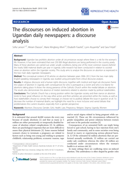 The Discourses on Induced Abortion in Ugandan Daily Newspapers