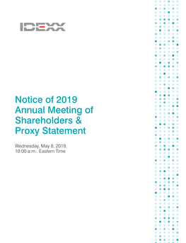 Notice of 2019 Annual Meeting of Shareholders & Proxy Statement