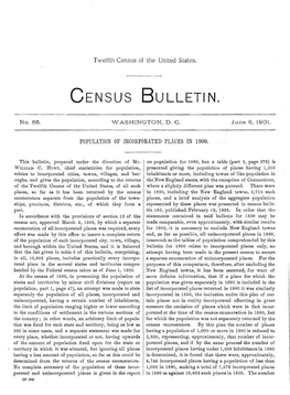 Bulletin 65. Population of Incorporated Places in 1900