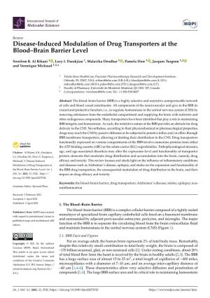 Disease-Induced Modulation of Drug Transporters at the Blood–Brain Barrier Level