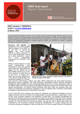 DREF Final Report Nigeria: Flash Floods