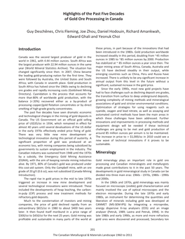 Highlights of the Past Five Decades of Gold Ore Processing in Canada