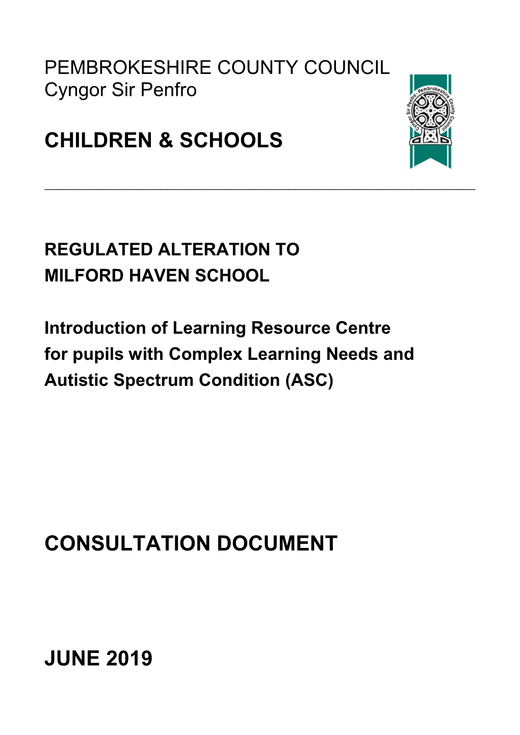 Children & Schools Consultation Document