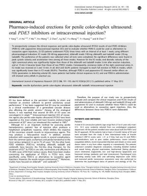Pharmaco-Induced Erections for Penile Color-Duplex Ultrasound: Oral PDE5 Inhibitors Or Intracavernosal Injection?