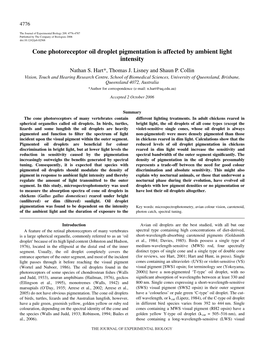 Cone Photoreceptor Oil Droplet Pigmentation Is Affected by Ambient Light Intensity Nathan S