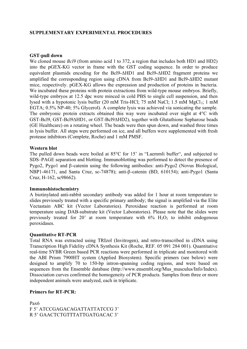 Supplementary Experimental Procedures