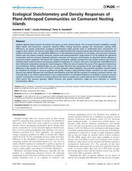 Ecological Stoichiometry and Density Responses of Plant-Arthropod Communities on Cormorant Nesting Islands