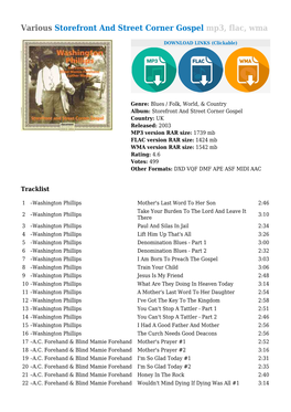 Various Storefront and Street Corner Gospel Mp3, Flac, Wma