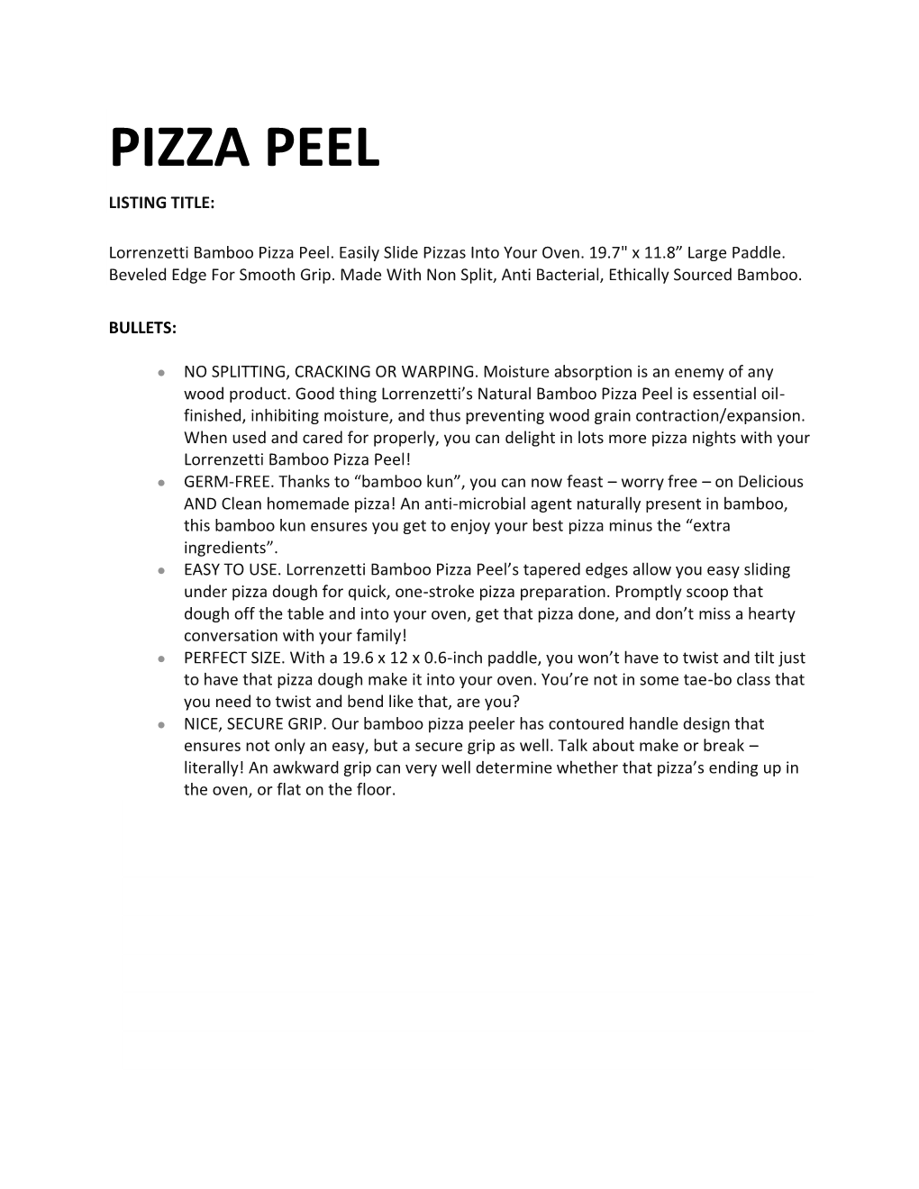 Pizza Peel Listing Title