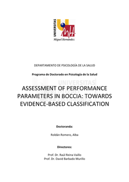 Assessment of Performance Parameters in Boccia: Towards Evidence-Based Classification