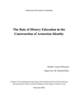 The Role of History Education in the Construction of Armenian Identity