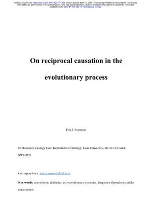 On Reciprocal Causation in the Evolutionary Process