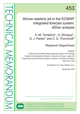 African Easterly Jet in the ECMWF Integrated Forecast System: 4Dvar Analysis