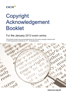 Copyright Acknowledgement Booklet