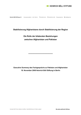 Stabilisierung Afghanistans Durch Stabilisierung Der Region Die Rolle