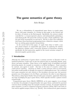 The Game Semantics of Game Theory