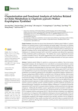 Characterization and Functional Analysis of Trehalase Related to Chitin Metabolism in Glyphodes Pyloalis Walker (Lepidoptera: Pyralidae)